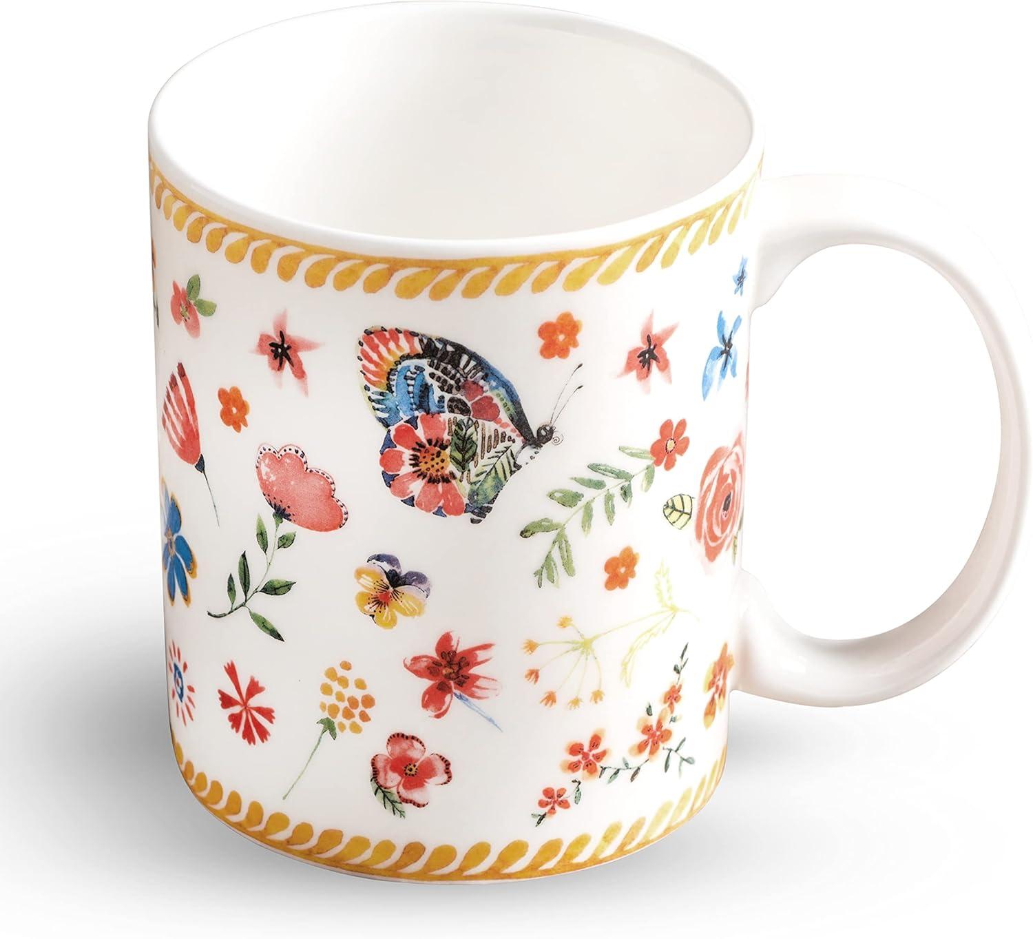 imageMaison d Hermine Coffee Mug with Handles Fine Bone China Pack of One Coffee Mug for Hot Beverages Cappuccino Latte Home Restaurant Perfect for Men ampamp Women Mountain Life  Chalet 15 Ounce7  Happy Florals  Sweety Summer Morning