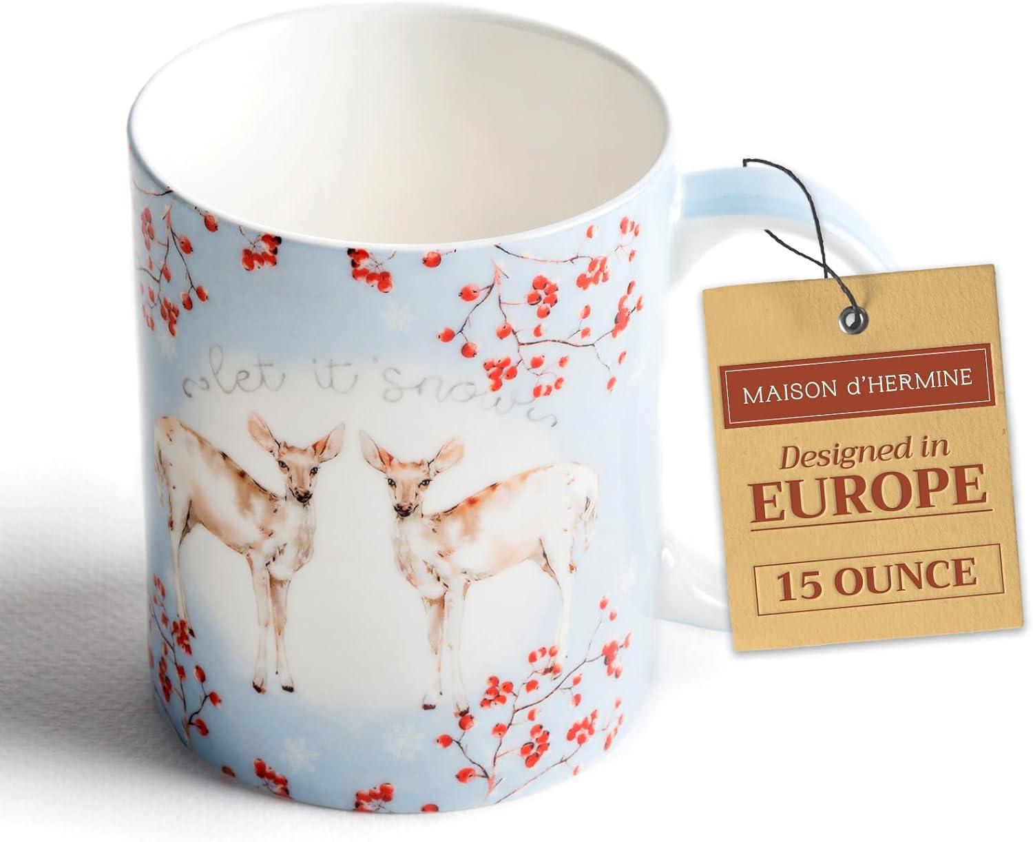imageMaison d Hermine Coffee Mug with Handles Fine Bone China Pack of One Coffee Mug for Hot Beverages Cappuccino Latte Home Restaurant Perfect for Men ampamp Women Mountain Life  Chalet 15 Ounce5  Fairytale Forest  Sweet Deer