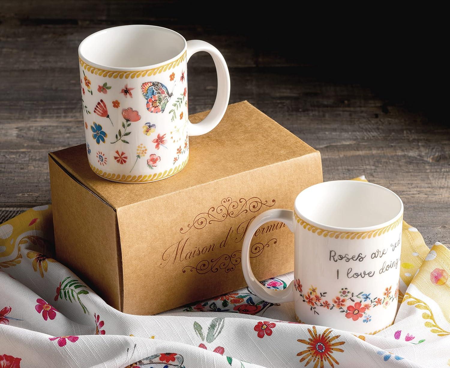 imageMaison d Hermine Coffee Mug with Handles Fine Bone China Pack of One Coffee Mug for Hot Beverages Cappuccino Latte Home Restaurant Perfect for Men ampamp Women Mountain Life  Chalet 15 Ounce7  Happy Florals  Sweety