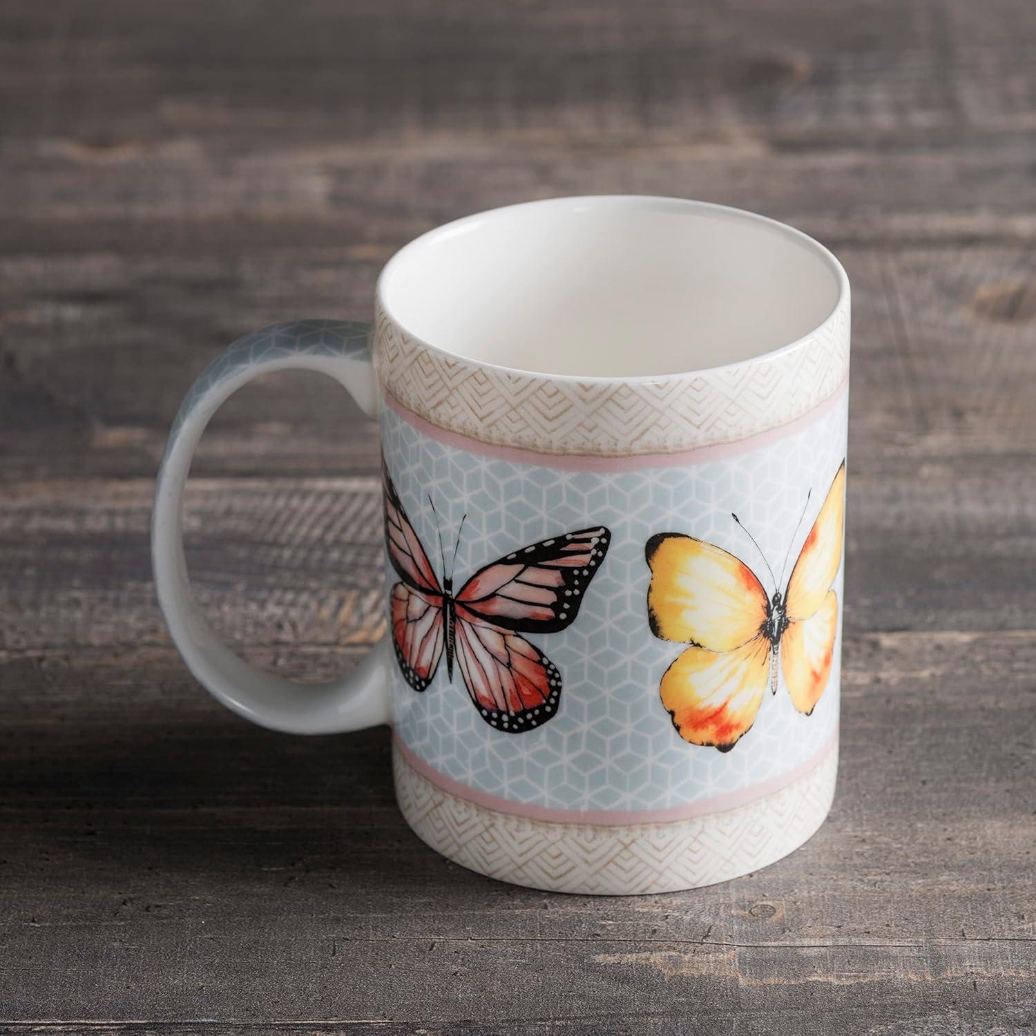 imageMaison d Hermine Coffee Mug with Handles Fine Bone China Pack of One Coffee Mug for Hot Beverages Cappuccino Latte Home Restaurant Perfect for Men ampamp Women Mountain Life  Chalet 15 Ounce2  Blossoms In Spring  Butterfly