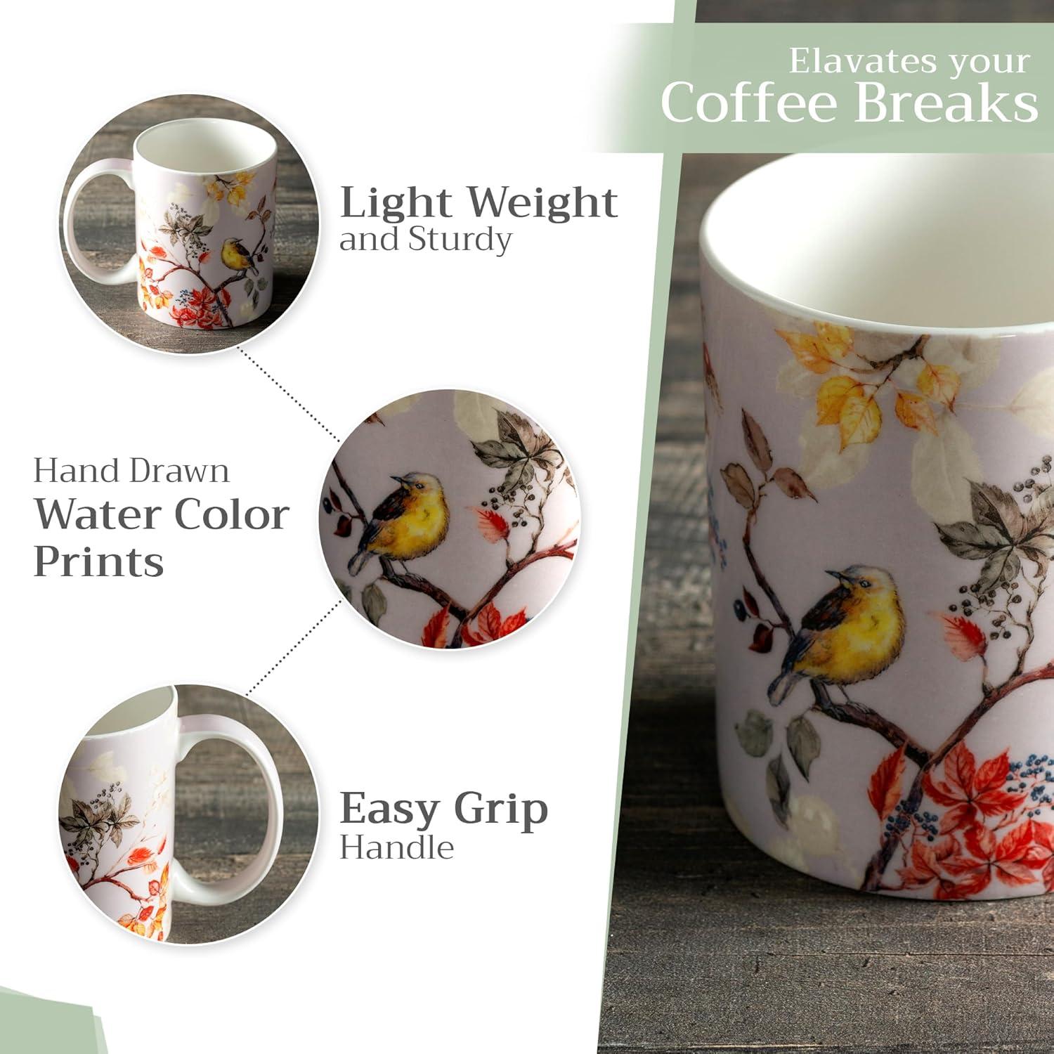 imageMaison d Hermine Coffee Mug with Handles Fine Bone China Pack of One Coffee Mug for Hot Beverages Cappuccino Latte Home Restaurant Perfect for Men ampamp Women Mountain Life  Chalet 15 Ounce6  Equinoxe  Grey Passerine