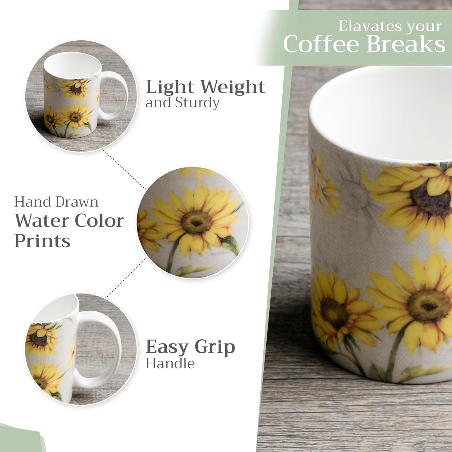 imageMaison d Hermine Coffee Mug with Handles Fine Bone China Pack of One Coffee Mug for Hot Beverages Cappuccino Latte Home Restaurant Perfect for Men ampamp Women Mountain Life  Chalet 15 Ounce10  Candice  Tournesol