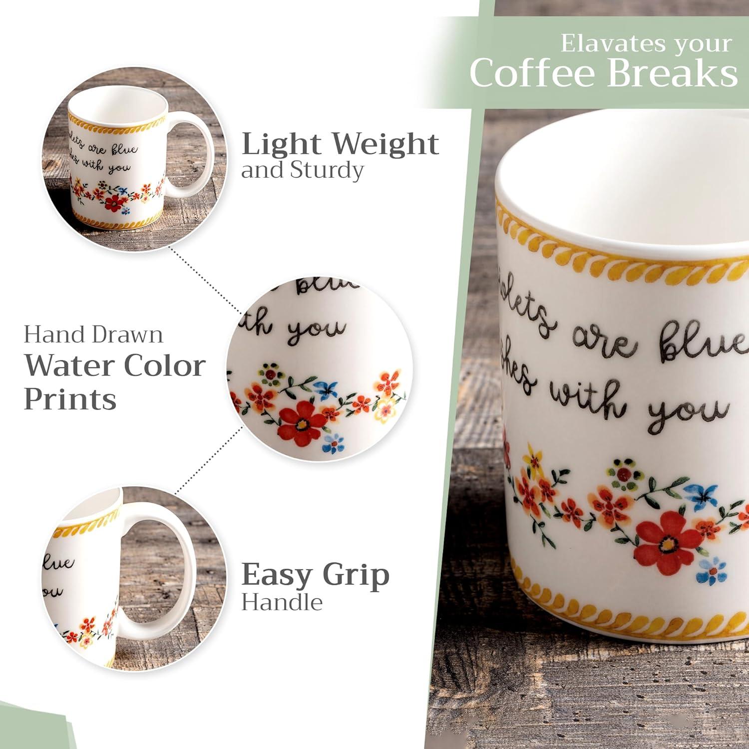 imageMaison d Hermine Coffee Mug with Handles Fine Bone China Pack of One Coffee Mug for Hot Beverages Cappuccino Latte Home Restaurant Perfect for Men ampamp Women Mountain Life  Chalet 15 Ounce7  Happy Florals  Sweety Roses Are Red