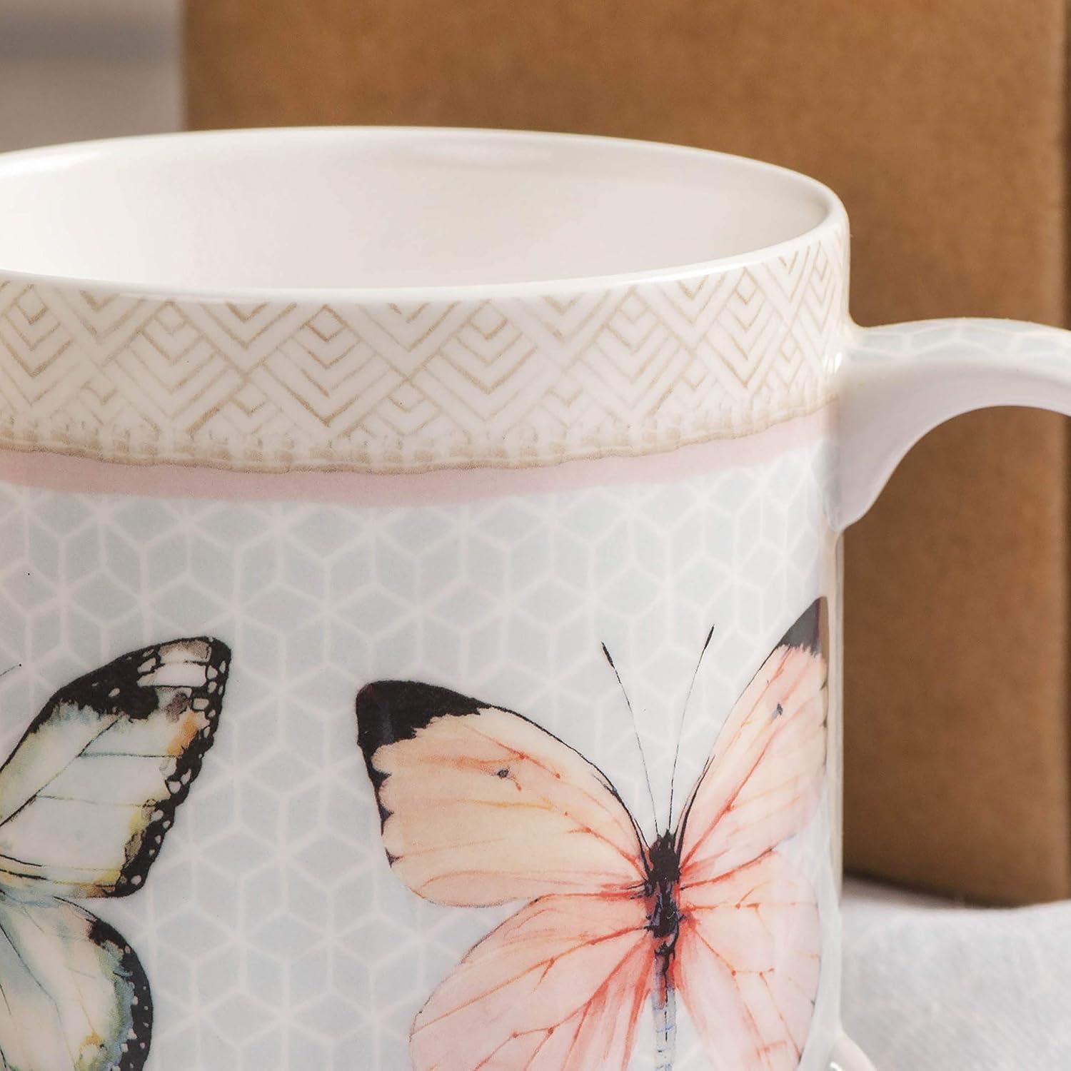 imageMaison d Hermine Coffee Mug with Handles Fine Bone China Pack of One Coffee Mug for Hot Beverages Cappuccino Latte Home Restaurant Perfect for Men ampamp Women Mountain Life  Chalet 15 Ounce2  Blossoms In Spring  Butterfly
