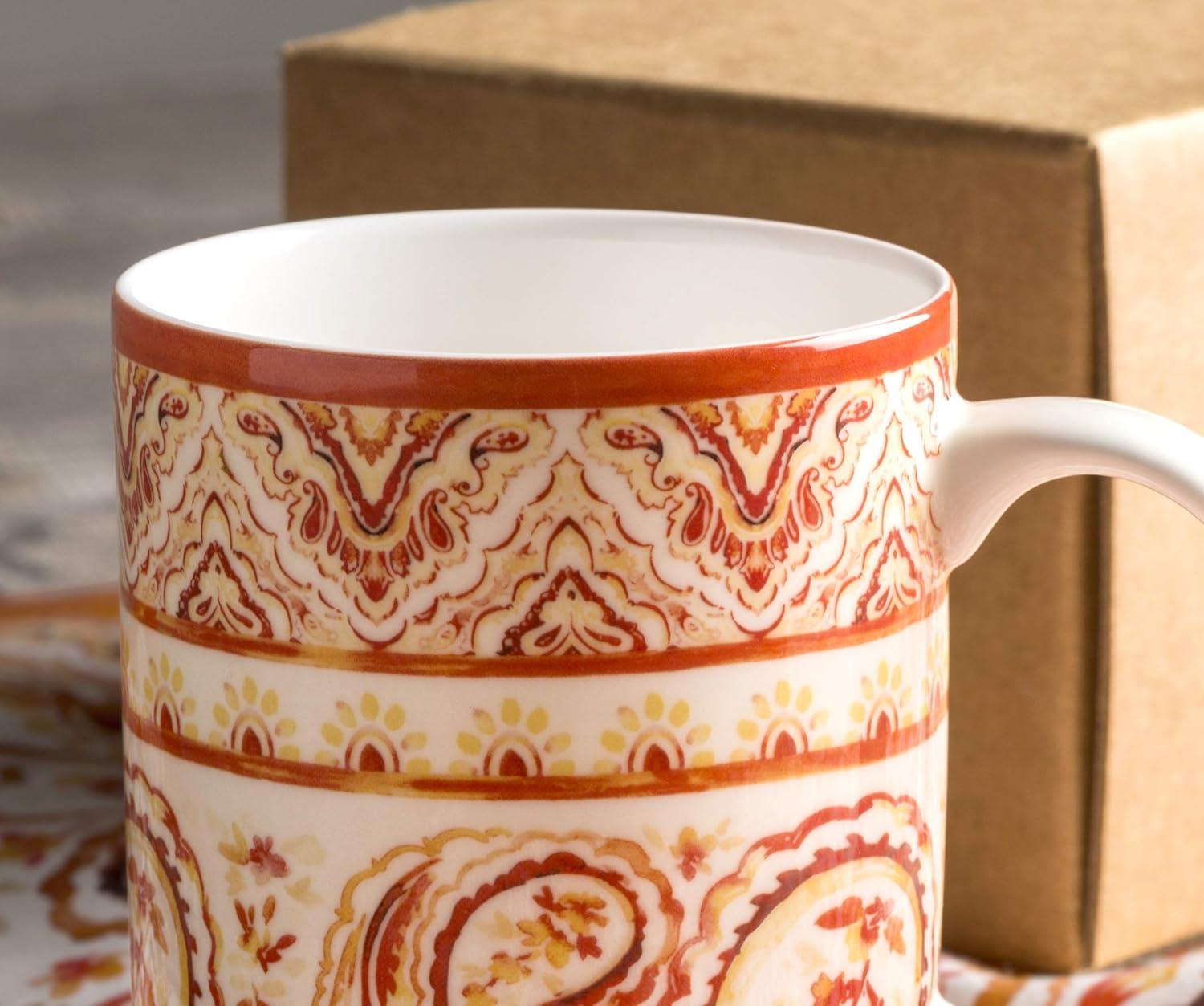 imageMaison d Hermine Coffee Mug with Handles Fine Bone China Pack of One Coffee Mug for Hot Beverages Cappuccino Latte Home Restaurant Perfect for Men ampamp Women Mountain Life  Chalet 15 Ounce3  Palatial Paisley  Indian Summer