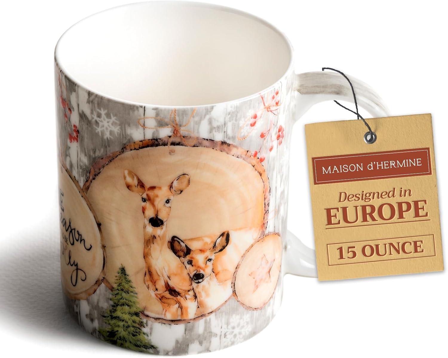imageMaison d Hermine Coffee Mug with Handles Fine Bone China Pack of One Coffee Mug for Hot Beverages Cappuccino Latte Home Restaurant Perfect for Men ampamp Women Mountain Life  Chalet 15 Ounce1  Mountain Life  Winteralp