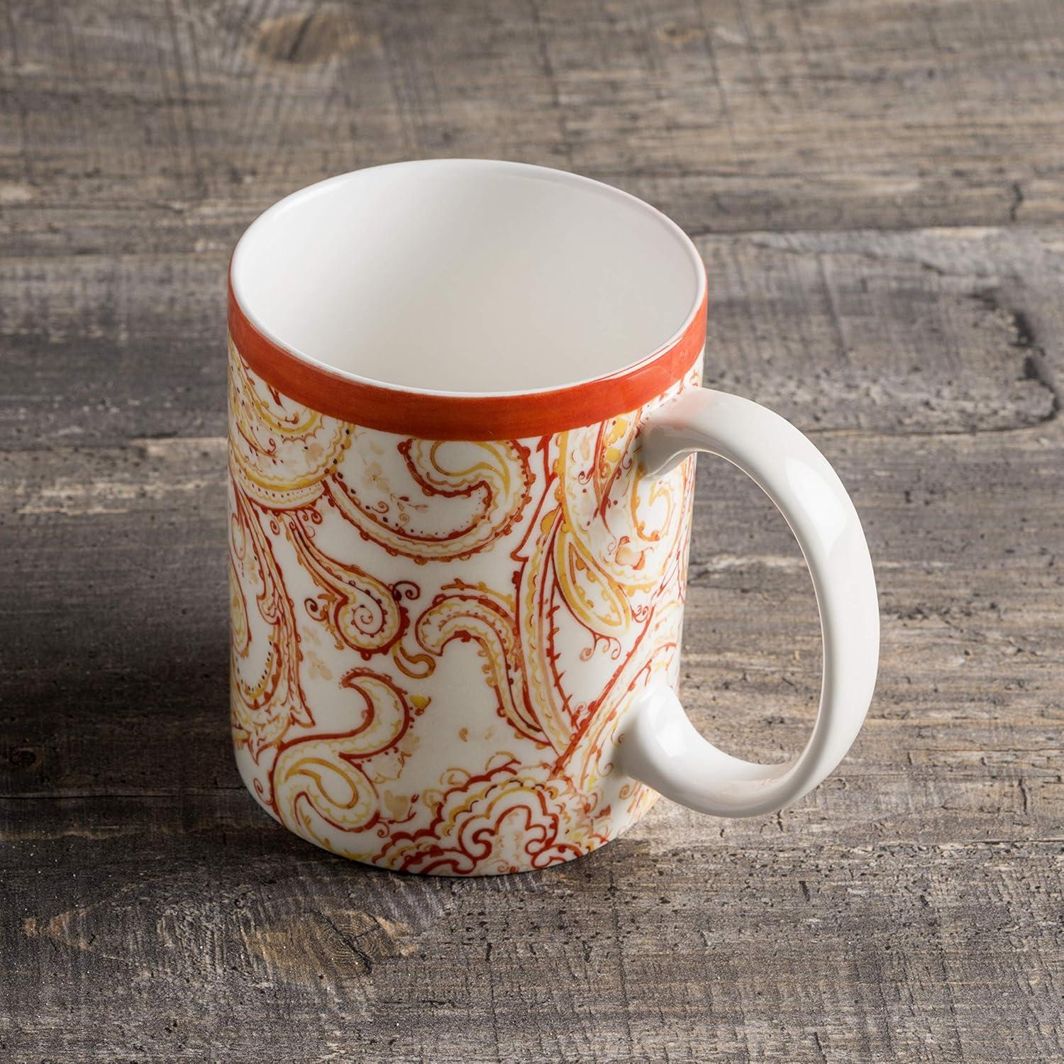 imageMaison d Hermine Coffee Mug with Handles Fine Bone China Pack of One Coffee Mug for Hot Beverages Cappuccino Latte Home Restaurant Perfect for Men ampamp Women Mountain Life  Chalet 15 Ounce3  Palatial Paisley  Paisley Autumn