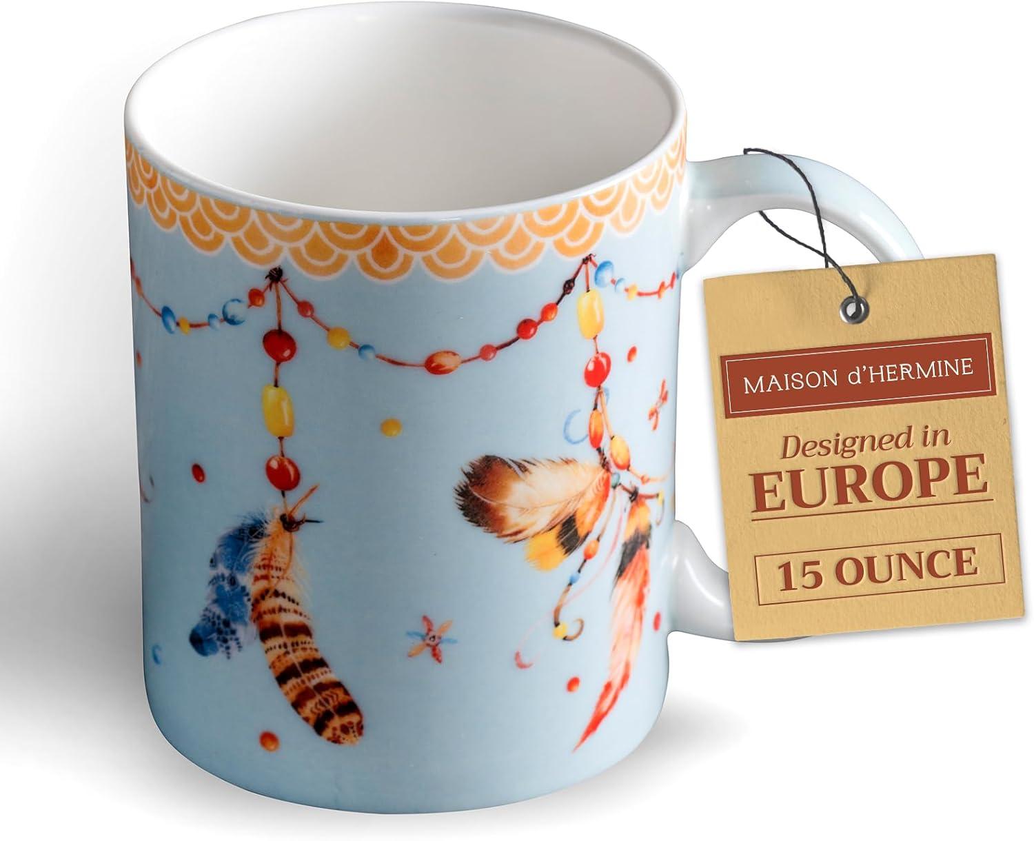 imageMaison d Hermine Coffee Mug with Handles Fine Bone China Pack of One Coffee Mug for Hot Beverages Cappuccino Latte Home Restaurant Perfect for Men ampamp Women Mountain Life  Chalet 15 Ounce4  Ibiza  Festival