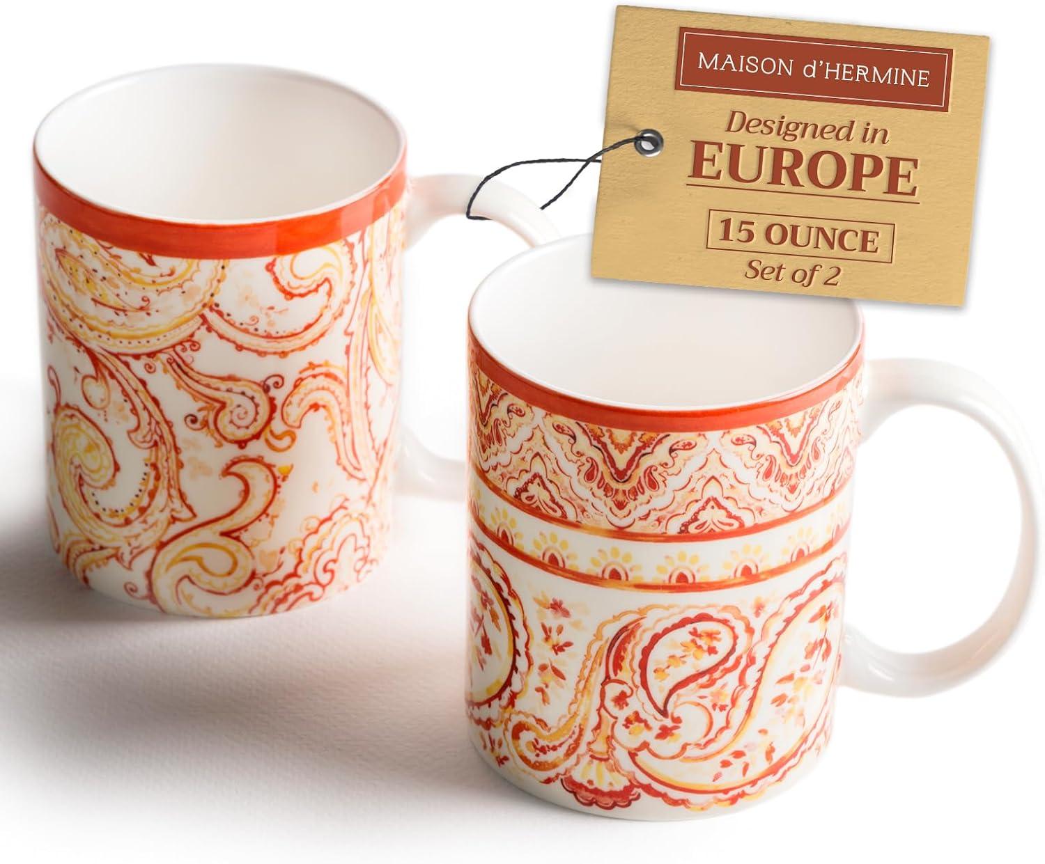 imageMaison d Hermine Coffee Mug with Handles Fine Bone China Pack of One Coffee Mug for Hot Beverages Cappuccino Latte Home Restaurant Perfect for Men ampamp Women Mountain Life  Chalet 15 Ounce3  Palatial Paisley