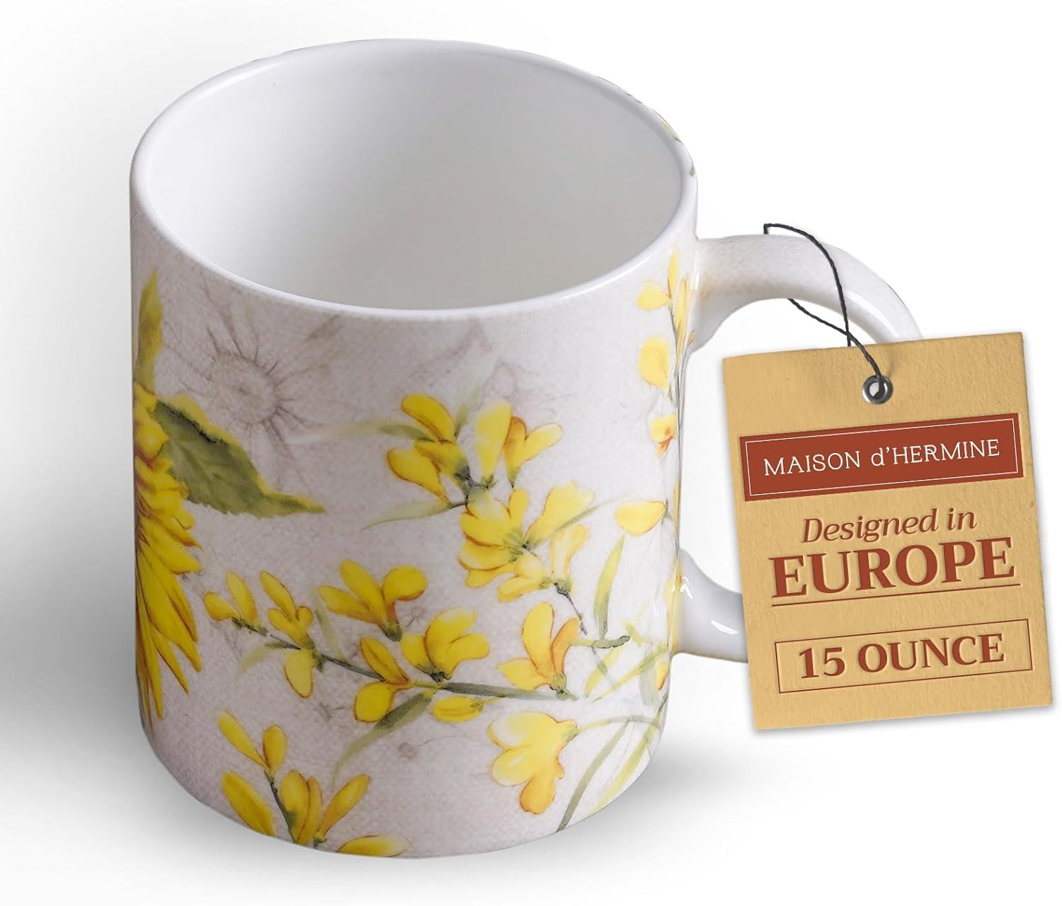 imageMaison d Hermine Coffee Mug with Handles Fine Bone China Pack of One Coffee Mug for Hot Beverages Cappuccino Latte Home Restaurant Perfect for Men ampamp Women Mountain Life  Chalet 15 Ounce10  Candice  Helianthe