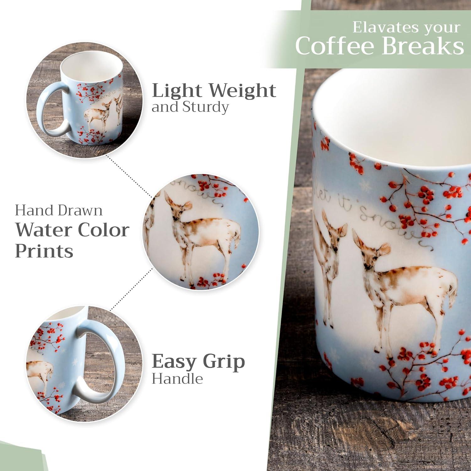 imageMaison d Hermine Coffee Mug with Handles Fine Bone China Pack of One Coffee Mug for Hot Beverages Cappuccino Latte Home Restaurant Perfect for Men ampamp Women Mountain Life  Chalet 15 Ounce5  Fairytale Forest  Sweet Deer