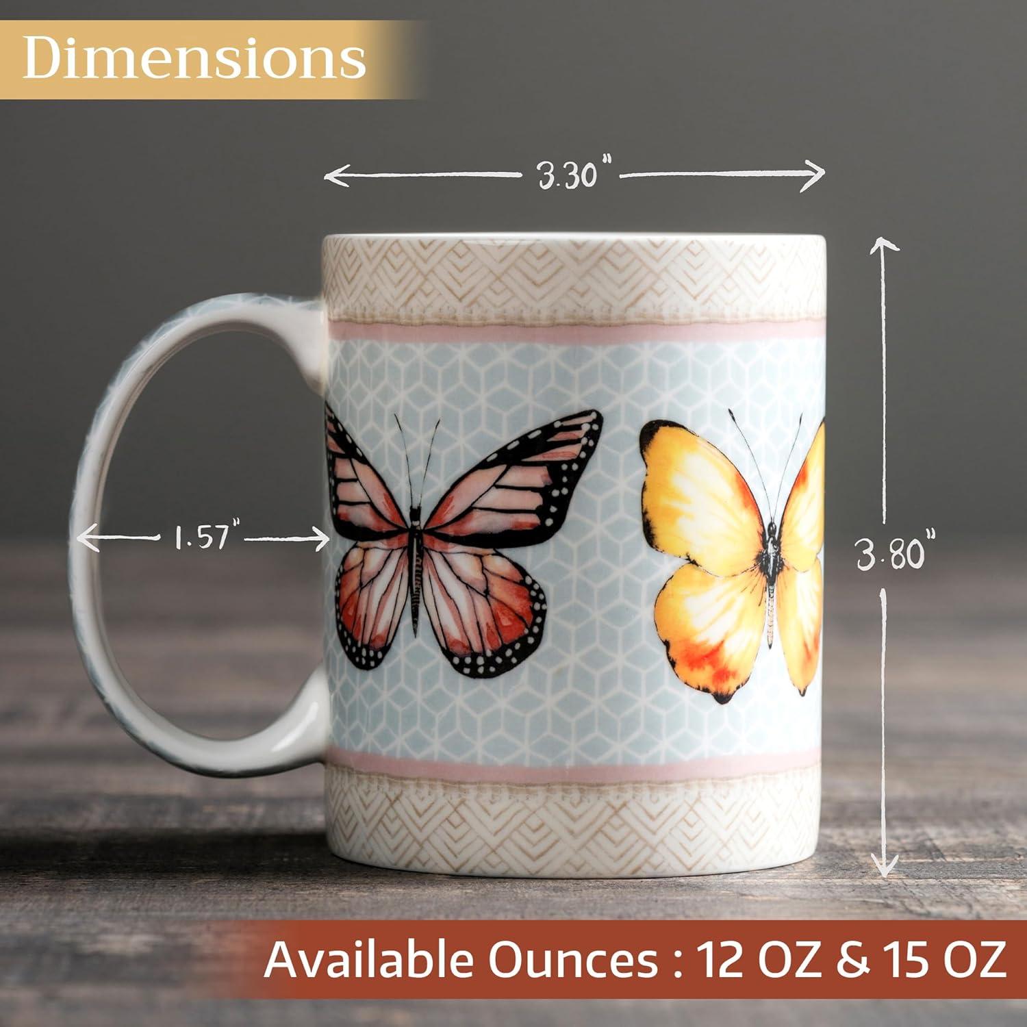 imageMaison d Hermine Coffee Mug with Handles Fine Bone China Pack of One Coffee Mug for Hot Beverages Cappuccino Latte Home Restaurant Perfect for Men ampamp Women Mountain Life  Chalet 15 Ounce2  Blossoms In Spring  Butterfly