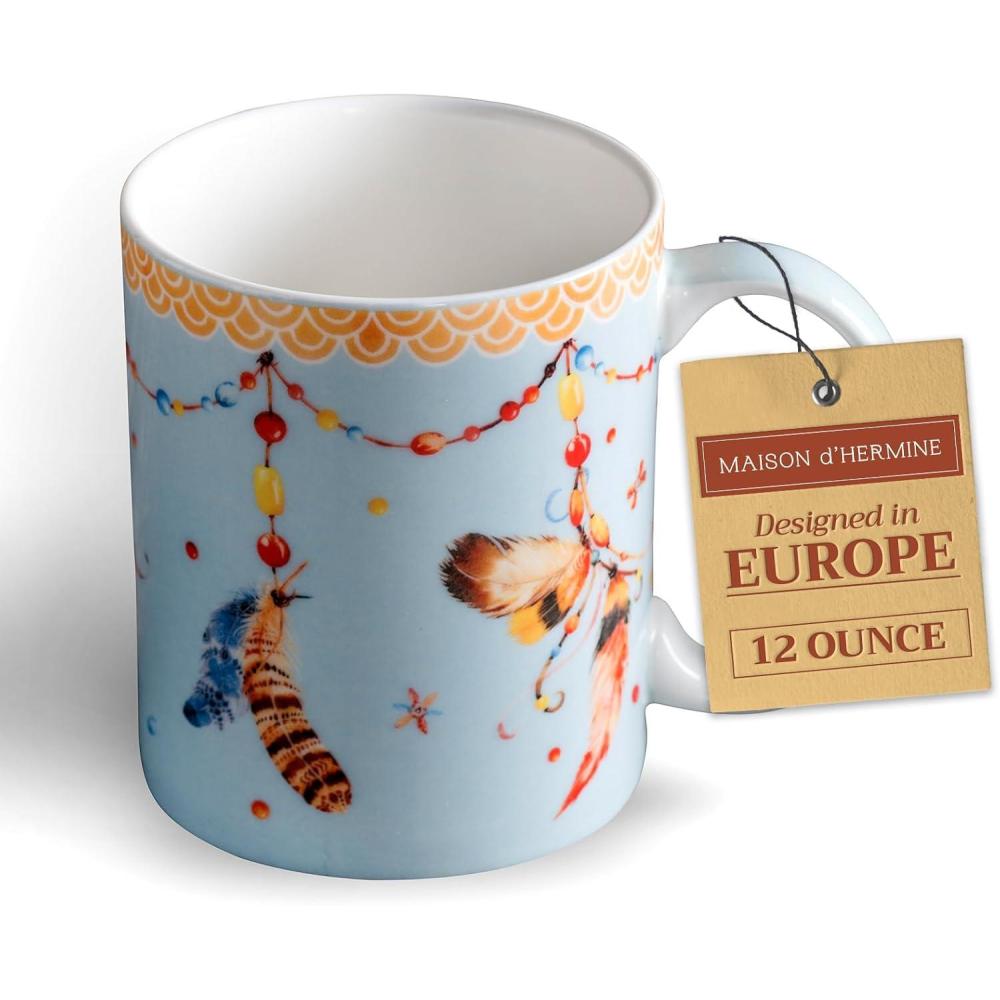 imageMaison d Hermine Coffee Mug with Handles Fine Bone China Pack of One Coffee Mug for Hot Beverages Cappuccino Latte Home Restaurant Perfect for Men ampamp Women Mountain Life  Chalet 15 Ounce4  Ibiza  Festival