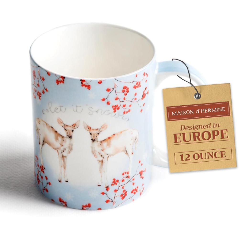 imageMaison d Hermine Coffee Mug with Handles Fine Bone China Pack of One Coffee Mug for Hot Beverages Cappuccino Latte Home Restaurant Perfect for Men ampamp Women Mountain Life  Chalet 15 Ounce5  Fairytale Forest  Sweet Deer