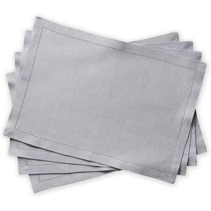 imageMaison d Hermine Cloth Placemat 100 Linen Set of 4 Decorative Washable Place Mats Table Placemat for Dining Kitchen Parties ampamp Camping Avignon  Silver Sconce