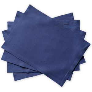 imageMaison d Hermine Placemats 100 Linen Set of 4 Dinner Placemat Decorative Washable Cloth Placemat for Dining Buffet Parties ampamp Camping Avignon  Twlight Blue