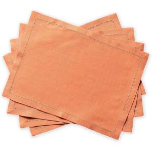 imageMaison d Hermine Cloth Placemats 100 Linen Set of 4 Decorative Washable Table Placemat for Dining Holidays Buffet Parties ampamp Wedding Use Avignon  Brandied Melon