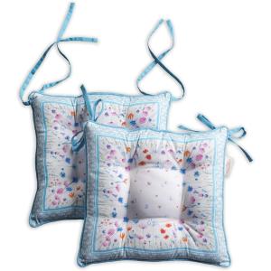 imageMaison d Hermine Chair Pads for Dining Chairs Cotton Outer Fabric and Poly Filling 16quotx16quot Patio Seat Cushions for Furniture with Ties Home Chair Party Hall Farmhouse Faience Pack of 2Flower in the Field