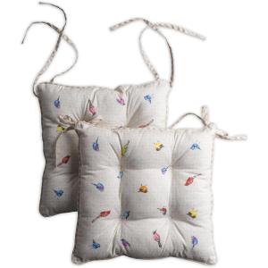 imageMaison d Hermine Chair Pads for Dining Chairs Cotton Outer Fabric and Poly Filling 16quotx16quot Patio Seat Cushions for Furniture with Ties Home Chair Party Hall Farmhouse Faience Pack of 2Birdies on Wire