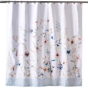 imageMaison d Hermine Shower Curtain 100 Cotton One Panel 70quotx72quot Washable Fabric Shower Curtains for Bathroom Easy Hanging with 12 Button Holes  Home Farmhouse Hotel Spa Birdies On Wire09  Ice Florals