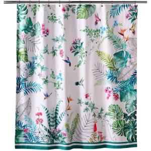 imageMaison d Hermine Shower Curtain 100 Cotton One Panel 70quotx72quot Washable Fabric Shower Curtains for Bathroom Easy Hanging with 12 Button Holes  Home Farmhouse Hotel Spa Birdies On Wire05  Tropiques