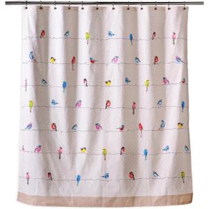 imageMaison d Hermine Shower Curtain 100 Cotton One Panel 70quotx72quot Washable Fabric Shower Curtains for Bathroom Easy Hanging with 12 Button Holes  Home Farmhouse Hotel Spa Birdies On Wire01  Birdies on Wire