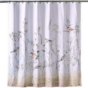 imageMaison d Hermine Shower Curtain 100 Cotton One Panel 70quotx72quot Washable Fabric Shower Curtains for Bathroom Easy Hanging with 12 Button Holes  Home Farmhouse Hotel Spa Birdies On Wire07  Meadow Florals
