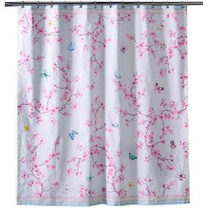 imageMaison d Hermine Shower Curtain 100 Cotton One Panel 70quotx72quot Washable Fabric Shower Curtains for Bathroom Easy Hanging with 12 Button Holes  Home Farmhouse Hotel Spa Birdies On Wire14  Blossoms in Spring