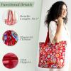 imageMaison d Hermine Canvas Tote Bag for Women Cotton Canvas Reusable Shoulder Grocery Bags Bulk with Handle for Shopping Travel18  Happy Florals  Red