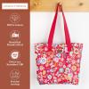 imageMaison d Hermine Canvas Tote Bag for Women Cotton Canvas Reusable Shoulder Grocery Bags Bulk with Handle for Shopping Travel18  Happy Florals  Red