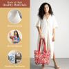 imageMaison d Hermine Canvas Tote Bag for Women Cotton Canvas Reusable Shoulder Grocery Bags Bulk with Handle for Shopping Travel18  Happy Florals  Red