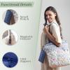 imageMaison d Hermine Shopping Bags Cotton Quilted Tote Bag with Zipper Pockets Small Pouch Reusable Grocery Bag Work Travel01  Faience
