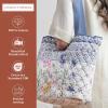 imageMaison d Hermine Shopping Bags Cotton Quilted Tote Bag with Zipper Pockets Small Pouch Reusable Grocery Bag Work Travel01  Faience