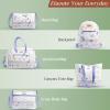 imageMaison d Hermine Shopping Bags Cotton Quilted Tote Bag with Zipper Pockets Small Pouch Reusable Grocery Bag Work Travel01  Faience