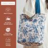 imageMaison d Hermine Shopping Bags Cotton Quilted Tote Bag with Zipper Pockets Small Pouch Reusable Grocery Bag Work Travel02  Bonobo  Blue