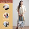 imageMaison d Hermine Shopping Bags Cotton Quilted Tote Bag with Zipper Pockets Small Pouch Reusable Grocery Bag Work Travel02  Bonobo  Blue