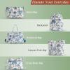 imageMaison d Hermine Shopping Bags Cotton Quilted Tote Bag with Zipper Pockets Small Pouch Reusable Grocery Bag Work Travel02  Bonobo  Blue