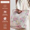 imageMaison d Hermine Shopping Bags Cotton Quilted Tote Bag with Zipper Pockets Small Pouch Reusable Grocery Bag Work Travel03  Sweet Rose Lavender  Lush