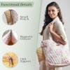 imageMaison d Hermine Shopping Bags Cotton Quilted Tote Bag with Zipper Pockets Small Pouch Reusable Grocery Bag Work Travel03  Sweet Rose Lavender  Lush