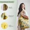 imageMaison d Hermine Shopping Bags Cotton Quilted Tote Bag with Zipper Pockets Small Pouch Reusable Grocery Bag Work Travel04  Eden  Yellow