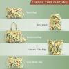imageMaison d Hermine Shopping Bags Cotton Quilted Tote Bag with Zipper Pockets Small Pouch Reusable Grocery Bag Work Travel04  Eden  Yellow