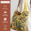imageMaison d Hermine Shopping Bags Cotton Quilted Tote Bag with Zipper Pockets Small Pouch Reusable Grocery Bag Work Travel04  Eden  Yellow