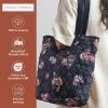 imageMaison d Hermine Shopping Bags Cotton Quilted Tote Bag with Zipper Pockets Small Pouch Reusable Grocery Bag Work Travel05  Moody Florals