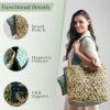 imageMaison d Hermine Shopping Bags Cotton Quilted Tote Bag with Zipper Pockets Small Pouch Reusable Grocery Bag Work Travel08  Lakshmi