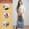 imageMaison d Hermine Shopping Bags Cotton Quilted Tote Bag with Zipper Pockets Small Pouch Reusable Grocery Bag Work Travel09  Shibori