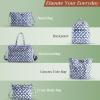 imageMaison d Hermine Shopping Bags Cotton Quilted Tote Bag with Zipper Pockets Small Pouch Reusable Grocery Bag Work Travel09  Shibori