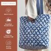 imageMaison d Hermine Shopping Bags Cotton Quilted Tote Bag with Zipper Pockets Small Pouch Reusable Grocery Bag Work Travel09  Shibori