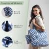 imageMaison d Hermine Shopping Bags Cotton Quilted Tote Bag with Zipper Pockets Small Pouch Reusable Grocery Bag Work Travel09  Shibori