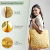 imageMaison d Hermine Shopping Bags Cotton Quilted Tote Bag with Zipper Pockets Small Pouch Reusable Grocery Bag Work Travel12  Colmar