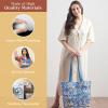 imageMaison d Hermine Shopping Bags Cotton Quilted Tote Bag with Zipper Pockets Small Pouch Reusable Grocery Bag Work Travel14  Joli Jouy